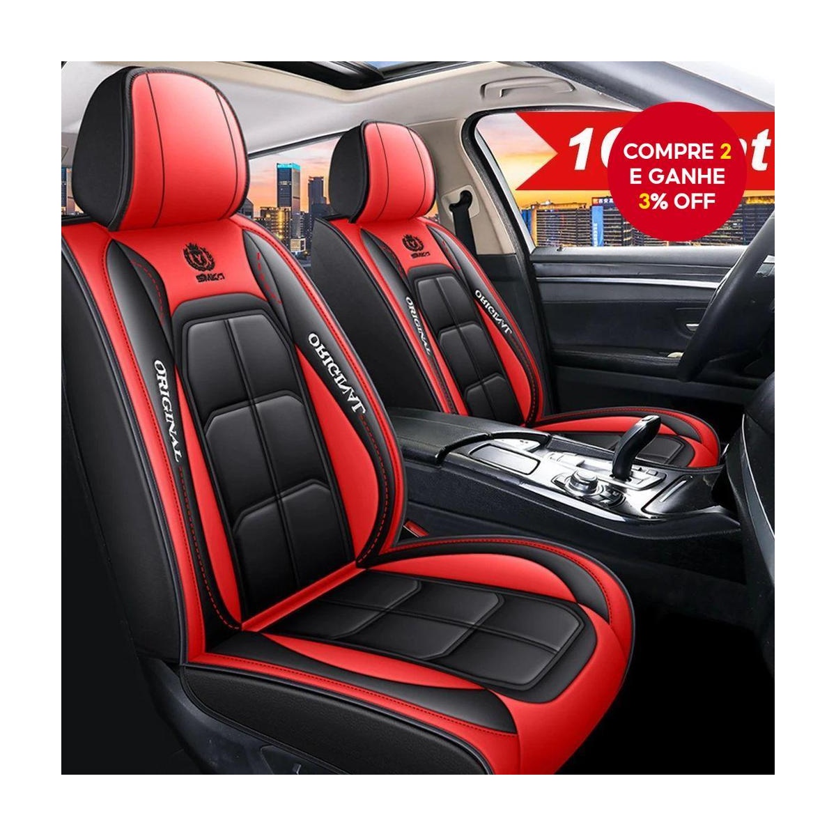 Kit 02 Capas Banco Assento Carro Luxo Passageiro e Motorista - Imagem 3