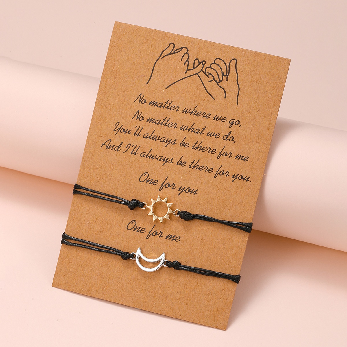 Kit 02 Pulseiras Amizade Sol Lua Ajustáveis Casal
