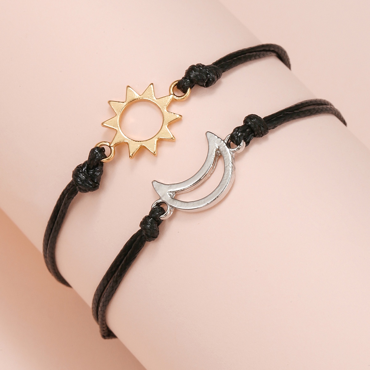 Kit 02 Pulseiras Amizade Sol Lua Ajustáveis Casal - Imagem 2