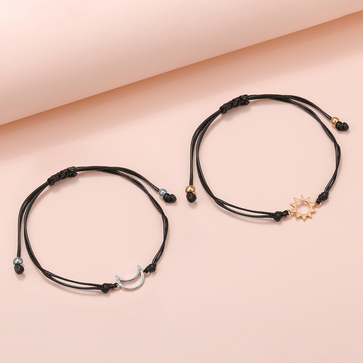 Kit 02 Pulseiras Amizade Sol Lua Ajustáveis Casal - Imagem 3