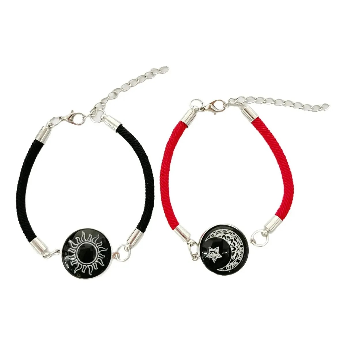 Kit 02 Pulseiras Luminosa Casal Namorados Amizade Sol e Lua