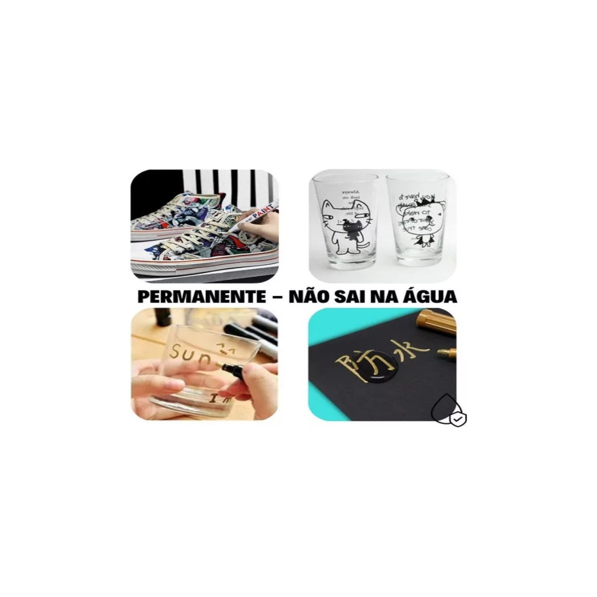 Kit 12 Marcador Tinta Permanente Paint Marker Canetas Cores - Imagem 8