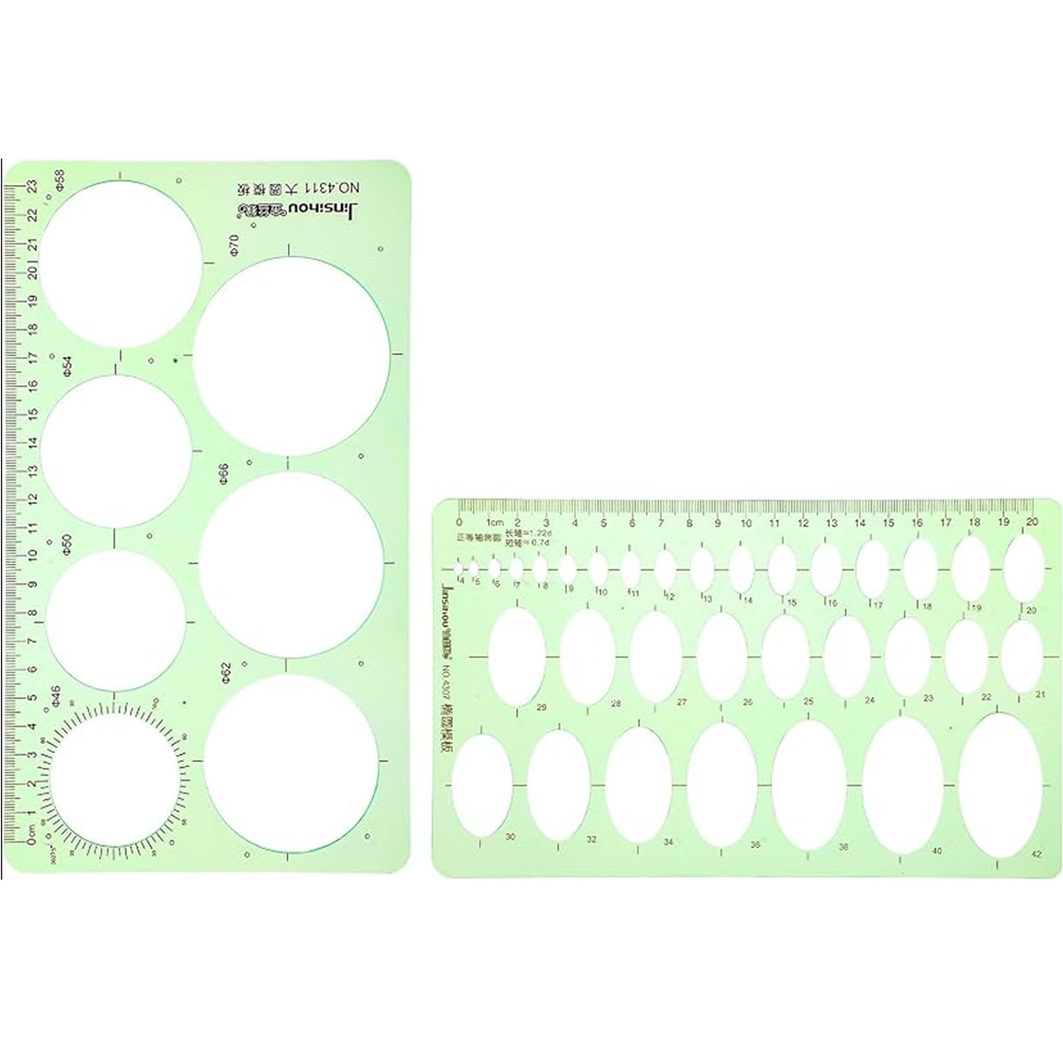 Kit 2 Régua Geométrica Gabarito Oval Redondo Círculo Desenho